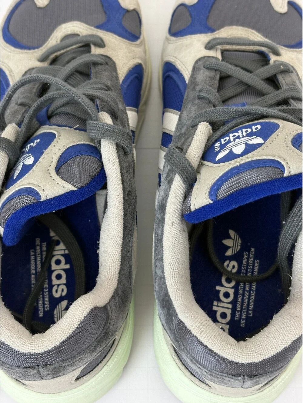 Adidas Yung-1 Blue Grey Suede Athletic Sneakers Size 10 US